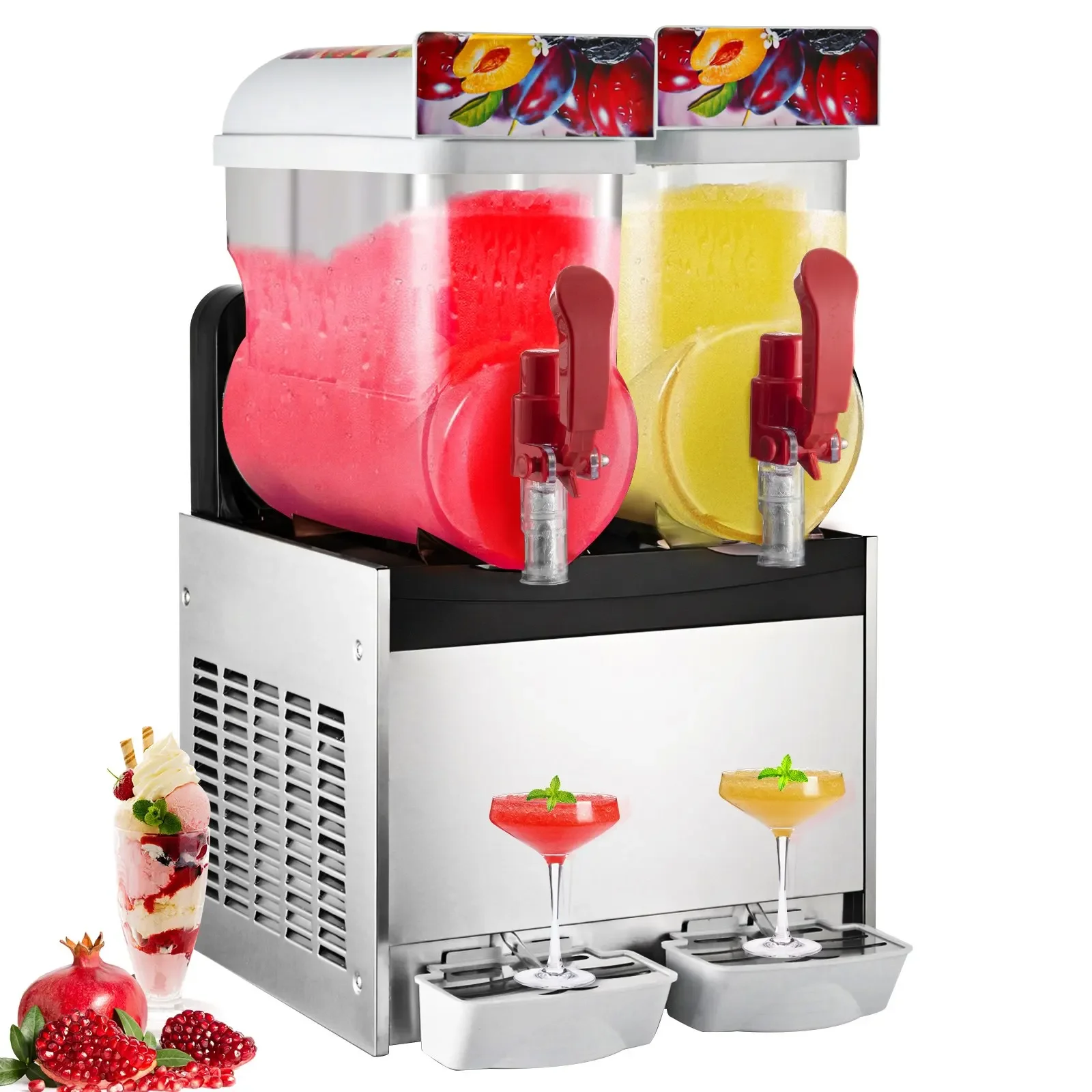 

SIHAO 15Lx2 Tank Коммерческая машина для слякоти 500 Вт Margarita Smoothie Машина для приготовления замороженных напитков подходит для приготовления ледяного сока, чая, кофе