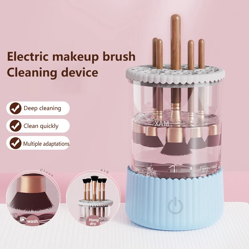 Limpiador y secador de brochas de maquillaje, limpieza automática de brochas de maquillaje, lavadora, herramienta de limpieza de brochas de maquillaje de silicona