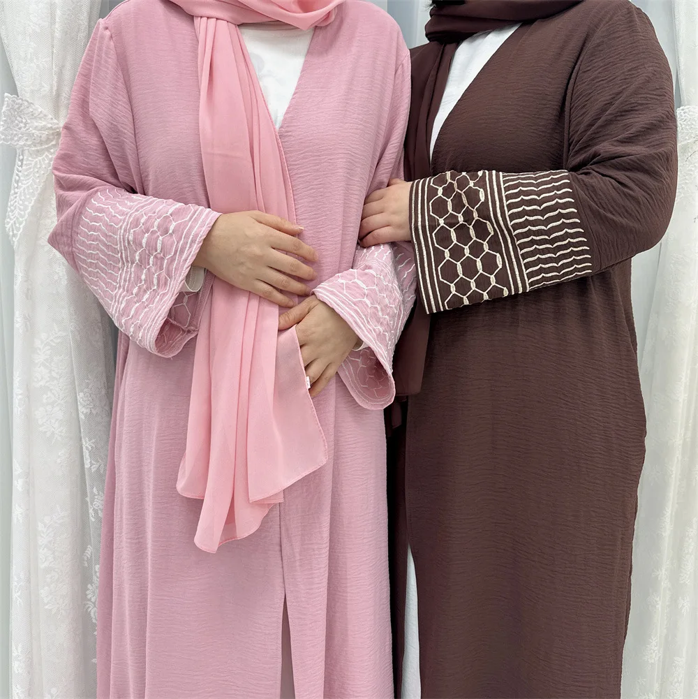 

Ramadan Kimono Embroidery Abaya Dubai Turkey Islam Muslim Modest Hijab Dress Prayer Clothes Women Kebaya Robe Femme Musulmane