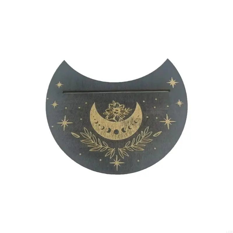 Rectangular Moon Shaped Tarot Card Holder Wooden Tarot Card Display Stand 