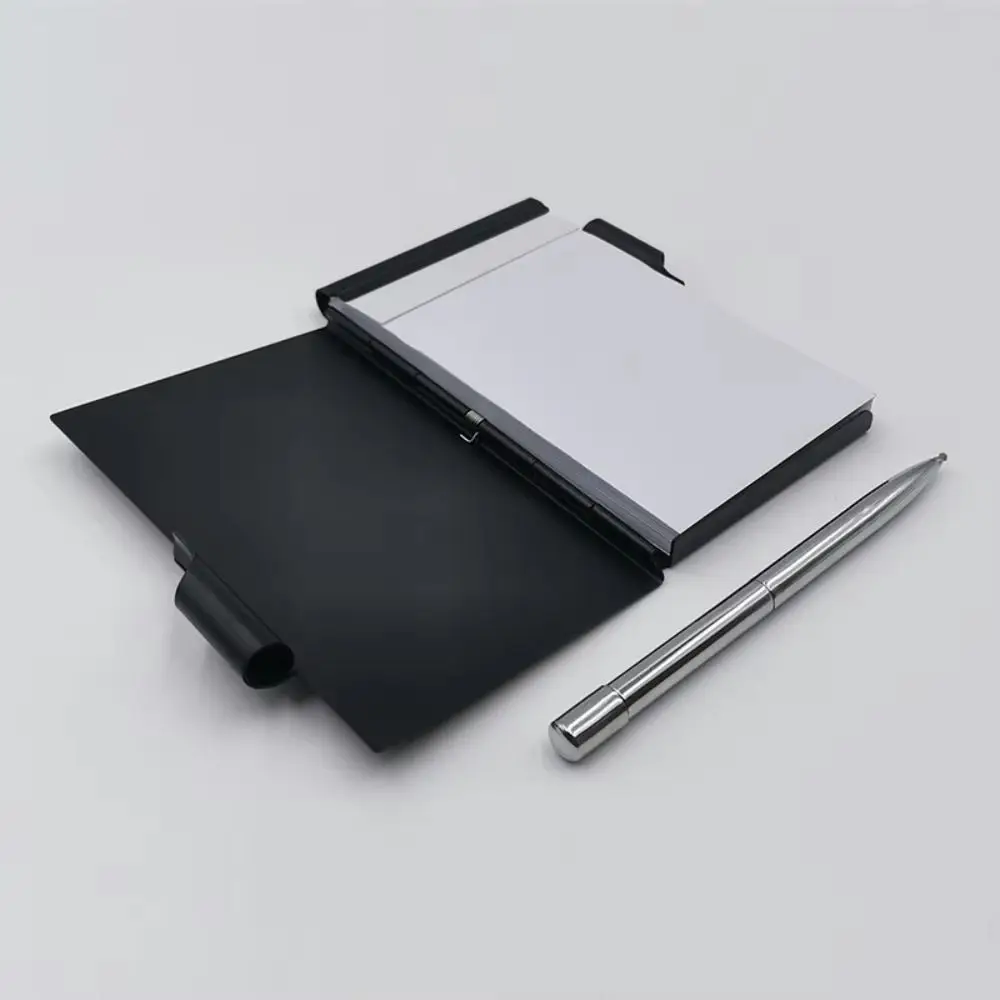 Portable Aluminum Notepad with Pen Pocket Office Memo Pad Durable with Memo Pads Mini Pocket Notebook Gift Supplies