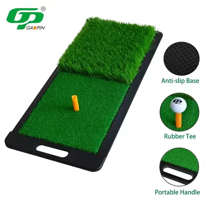 

Double Grass Light Weight Universal Mini Golf Chipping Portable Golf Training Mat for Indoor and Outdoor