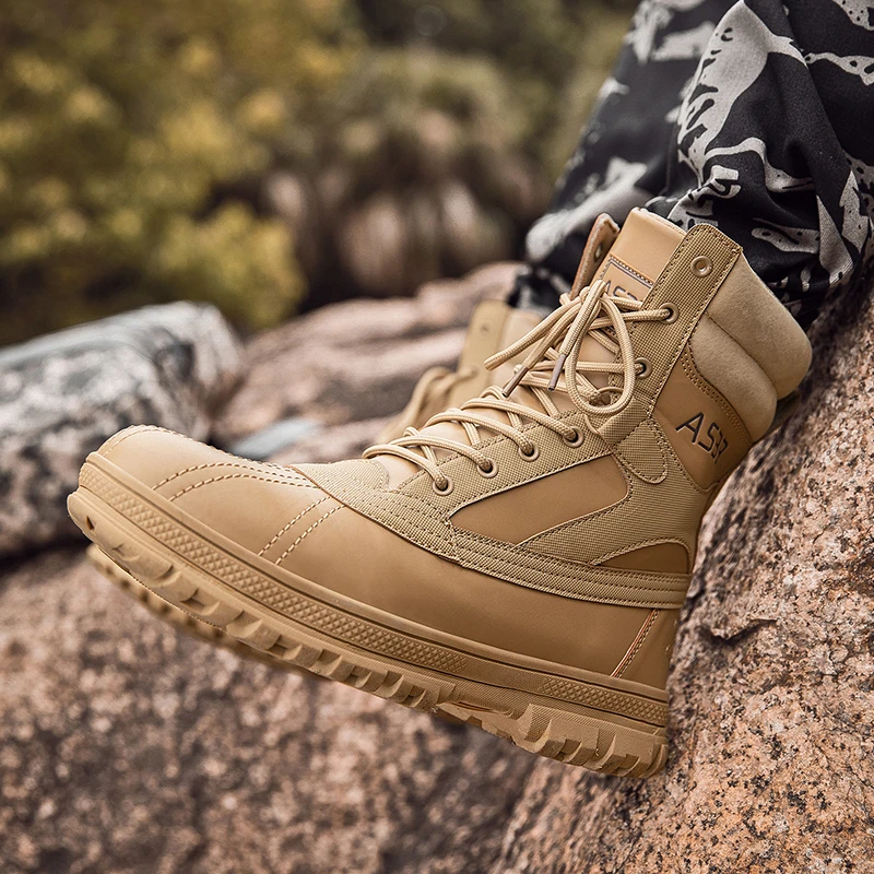 الرجال الأحذية التكتيكية تنفس المضادة للانزلاق العسكرية الصيد حذاء للسير مسافات طويلة حجم زائد مقاوم للماء الصحراء دراجة نارية الجيش تسلق الأحذية