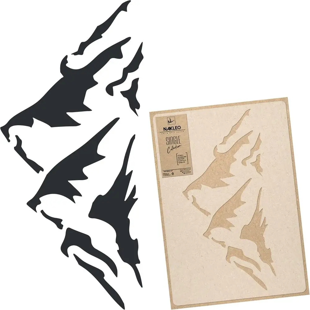 

Large Wall Painting Stencil 16,9" x25,2, Mountains Peaks Travel , Reusable Plastic Template, DIY Art and Crat Home Decor, loor W