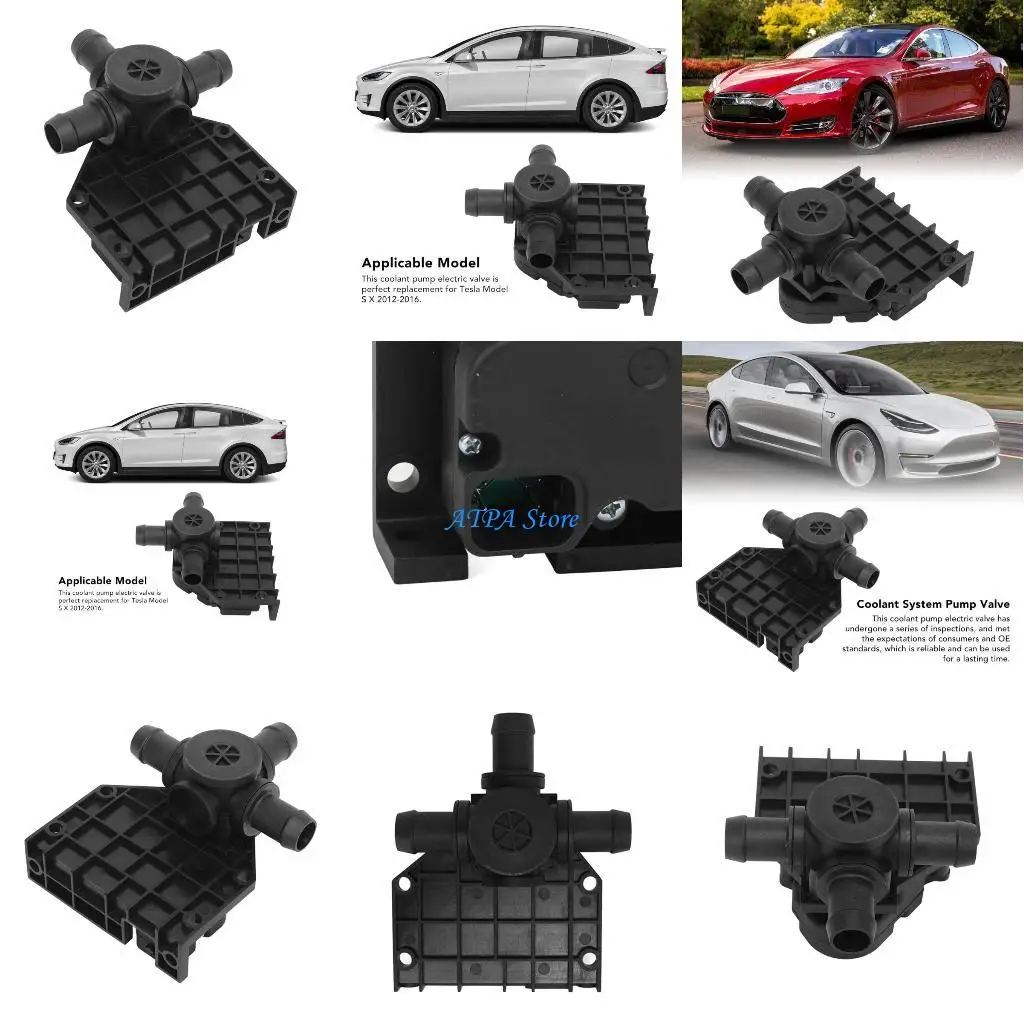 

U13C Car 3-Way Cooling System Coolant Water Valves Actuator Compatible For Model S/X 600738400B Replacement Accessories