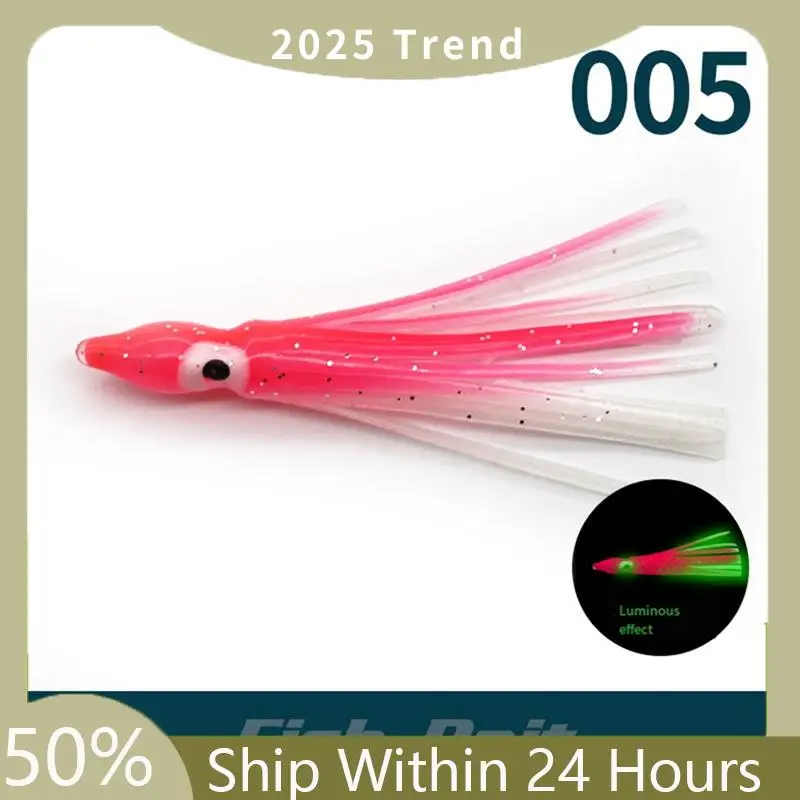 

A35F New Soft Octopus Bait 100Mm Octopus Bait Squid Skirt Fishing Tackle Trolling Bait PVC Luminous Skirt Fishing Bait