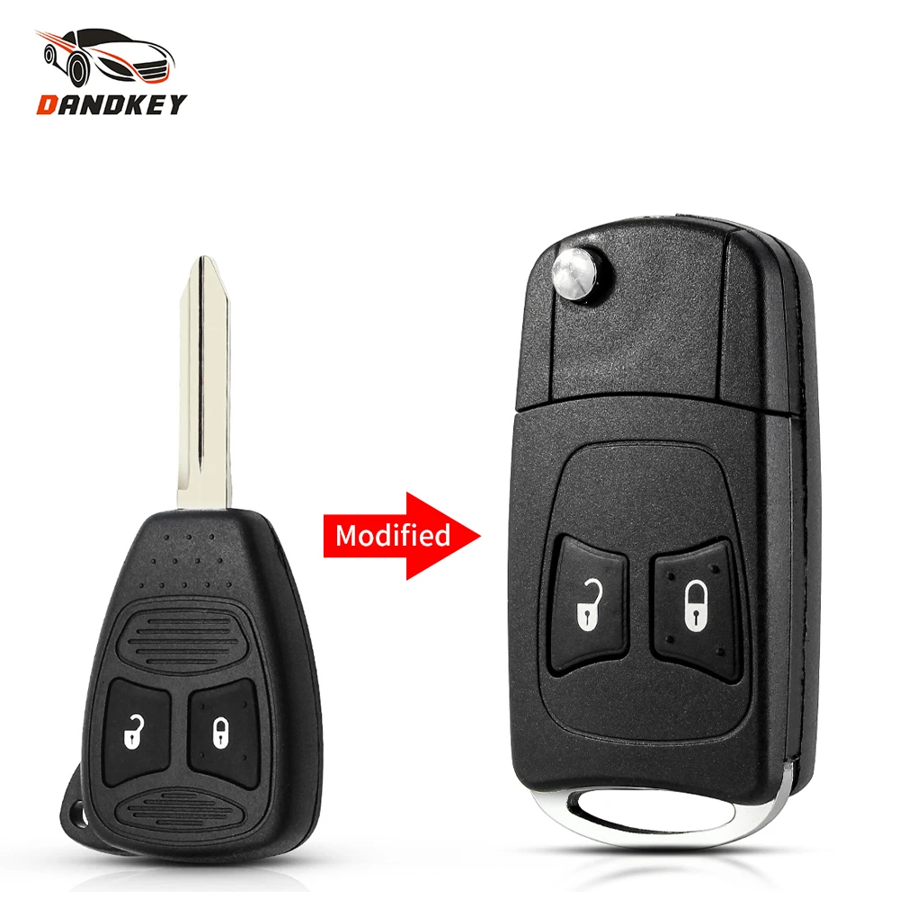 

Dandkey Modified Flip Key For Chrysler Aspen Dodge Jeep Commander Grand Cherokee Fob 2 Buttons Folding Car Key Shell Remote Case