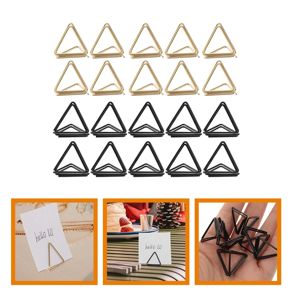 

30pcs Triangle Memo Clips Aluminum Alloy Place Card Holders Sturdy Photo Display Clamps Large Size Colorful Paper Clips Desktop