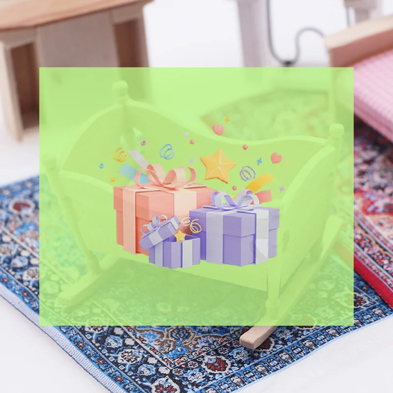 

1:12 Dollhouse Miniature Wooden Baby Cardle Bed Pretend Play Furniture Decoration