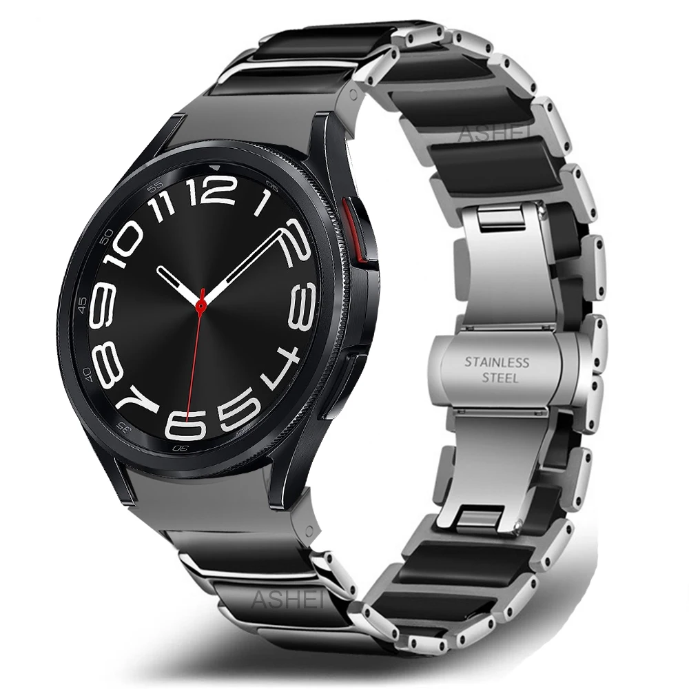 For samsung galaxy watch 6 4 classic 47mm 43mm 46mm 42mm band 5pro 45mm 6 5 4 44mm 40mm Stainless steel ceramics no gaps strap