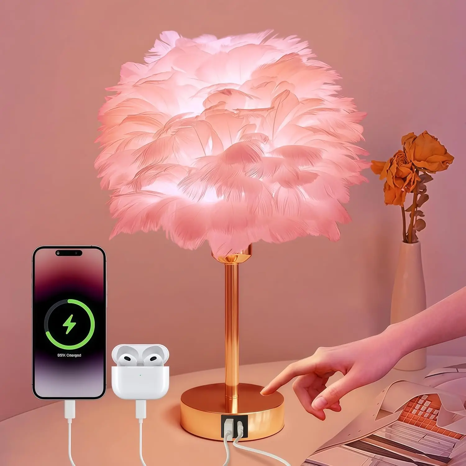 

Smart Touch Night Light with USB Charging, RGB Color Changing Lamp for Bedroom Desk Decor