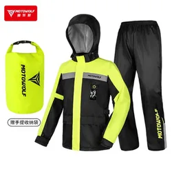 Motowolf Motorfiets Regenjas Split Set Waterdichte Regenpak Regenkleding Met Reflecterende Led Licht Sneldrogende Regenjas