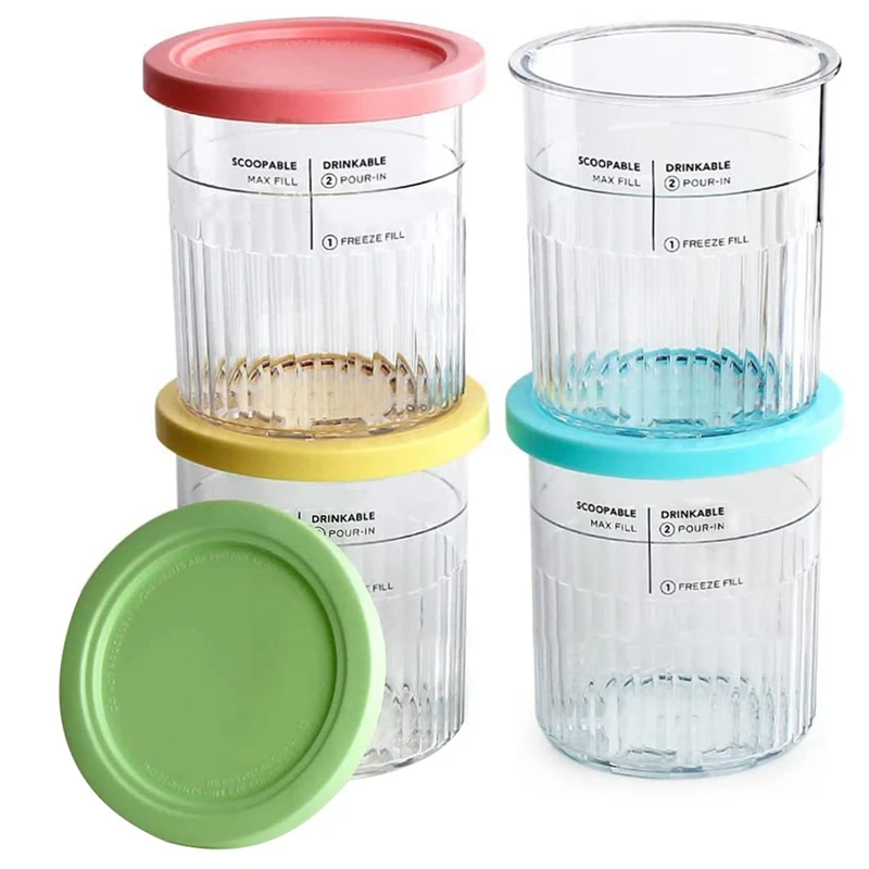 4PCS Ice Cream Pints And Lids Ice Cream Pint Storage For Ninja Creami NC500 NC501 Ice Cream Storage Containers Food Freezer