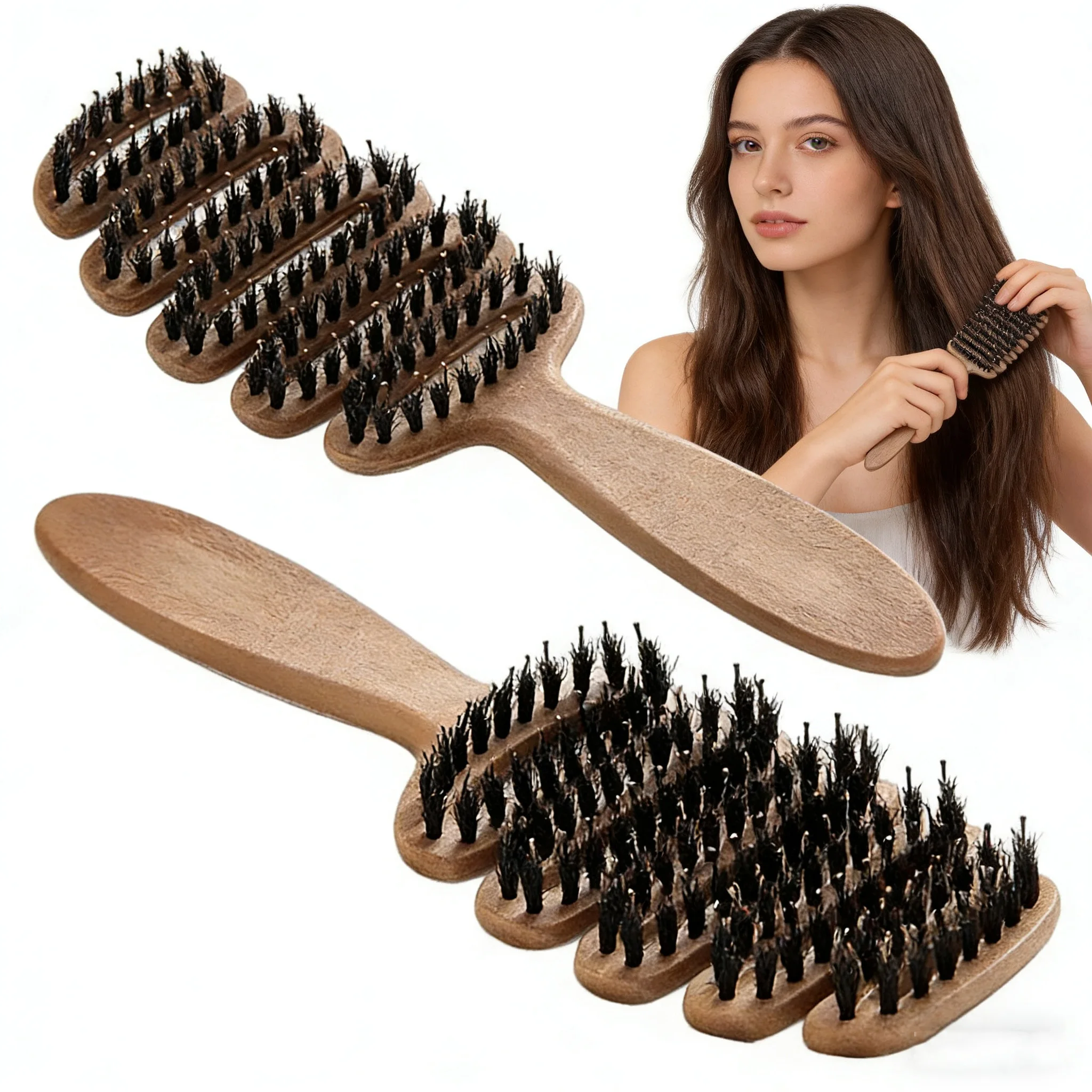 1 Stück Hohlkamm Entwirrbürste für Frauen Kopfhautmassagebürste Lockenbürste Friseur-Styling-Werkzeug