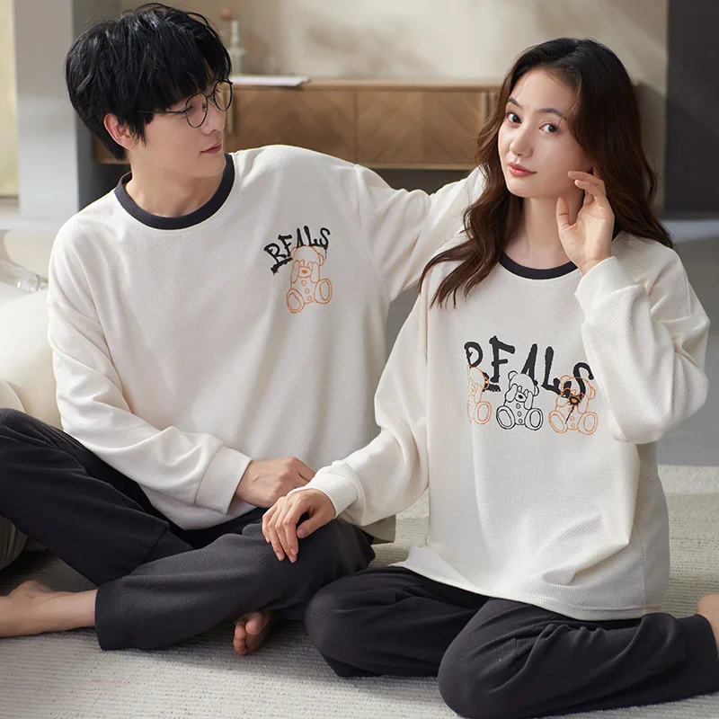 

Autumn Spring Women Pajamas Cotton Pajamas Sets Couple Sleepwear Family Pijama Lover Night Men & Women Casual Men Homewear