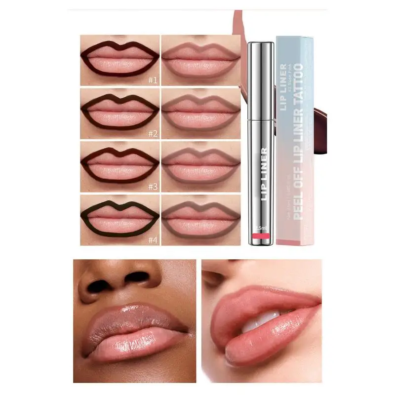 Peel Off Lip Liner Gepigmenteerde Lip Liner Vlek Matte Afwerking Peel Off Lip Stain Lip Getinte Bruine Contour Afscheurbare Lippen Vlek