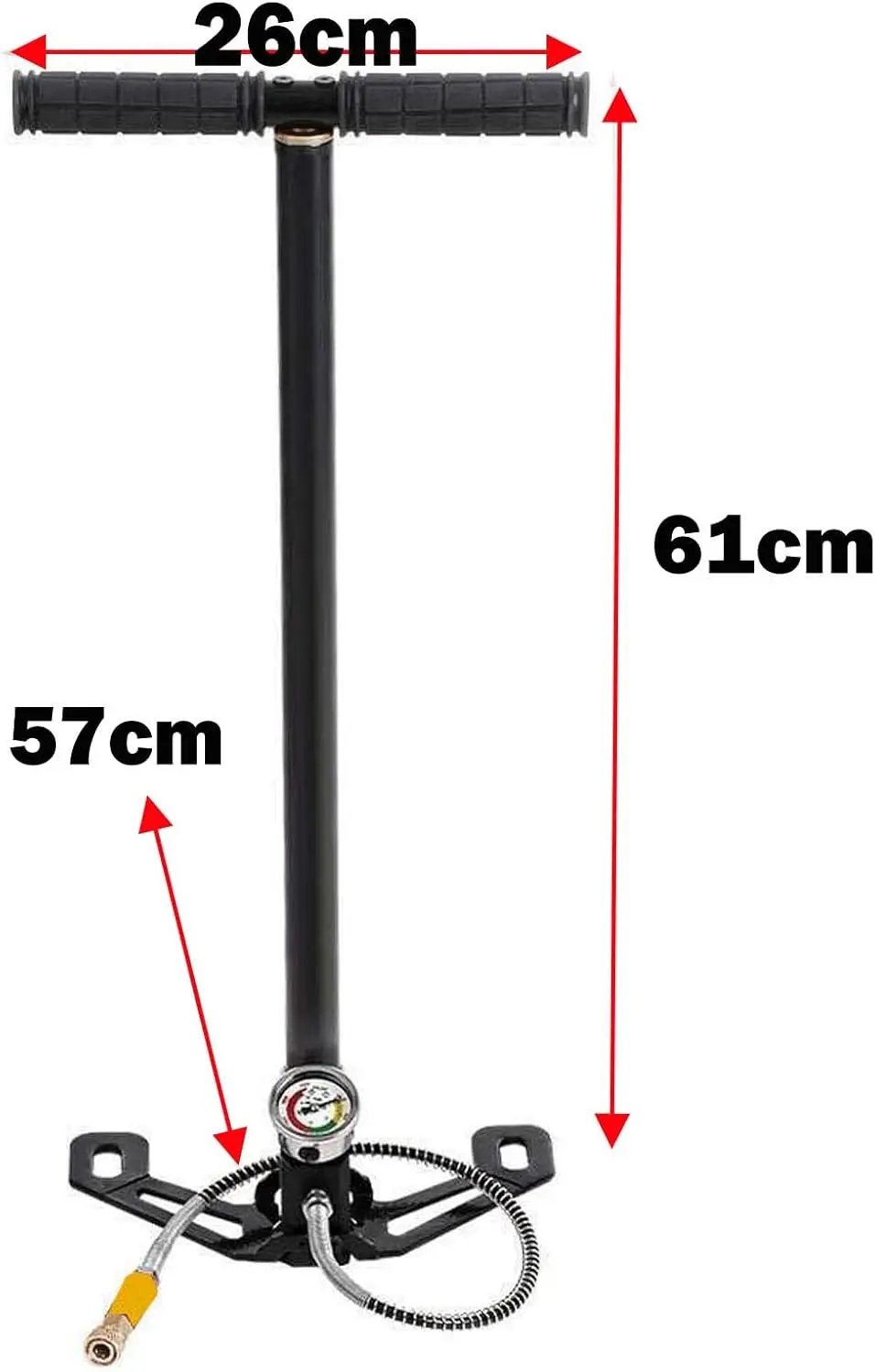 4500PSI Stirrup Charger Hand Pump 3 Stage High Pressure Air Gun Rifle Built-in Oil and Water Separator with Pressure Gauge