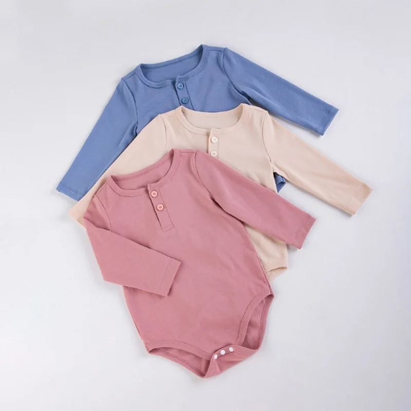 Spring Autumn Baby Clothes Romper Solid Color Boy Girls Newborn Clothes Kids Long Sleeve Cotton Overall Baby Jumpsuit 0-24M