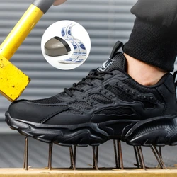 Work Safety Shoes for Men Lightweight Protective Work Sneakers Lightweight Men Shoes Breathable Shoes Anti-Puncture Work Boots