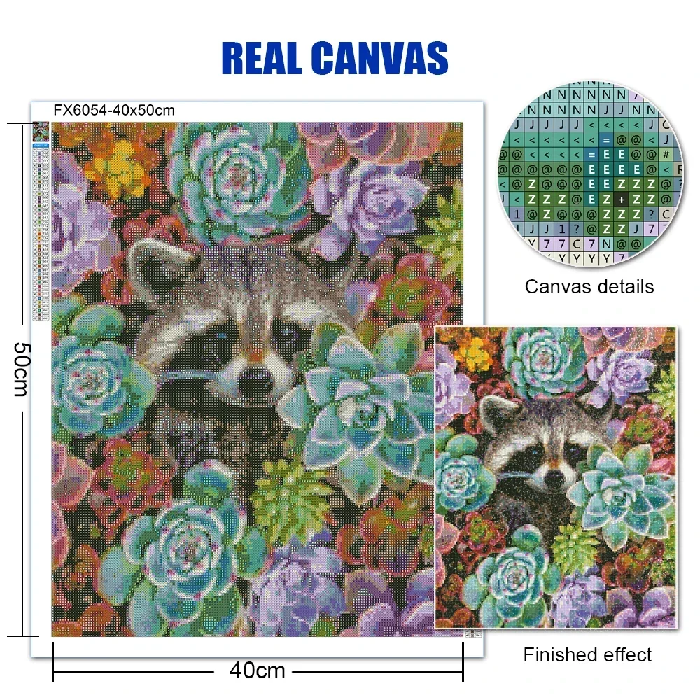 DIY Full Square/round Diamond Embroidered Animal Raccoon Diamond Painted Cross-stitch Flower Mosaic Rhinestone Home Decor New