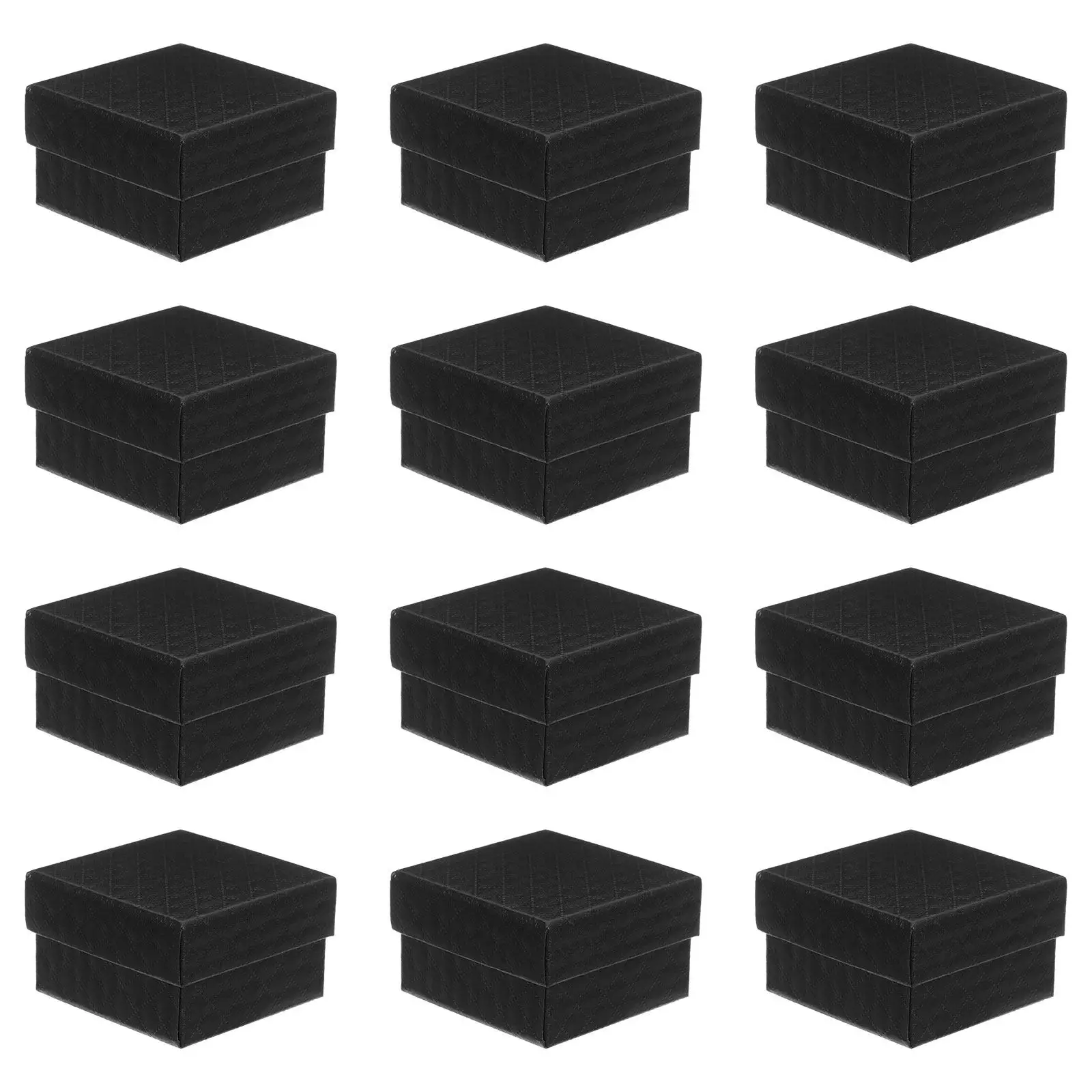 24Pcs Pattern Jewelry Box Square Cardboard Presentation Box with Foam Liner for Necklace Ring Earring Pendant