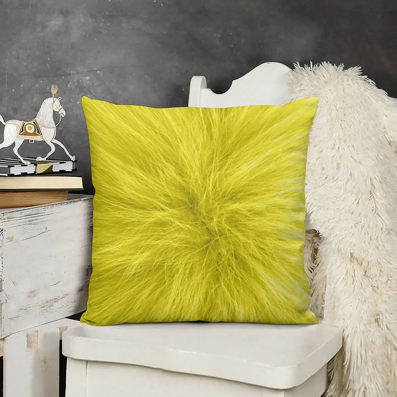 

Yellow fur Throw Pillow Rectangular Cushion Cover Pillow Decor Cushions Christmas Pillowcase pillow