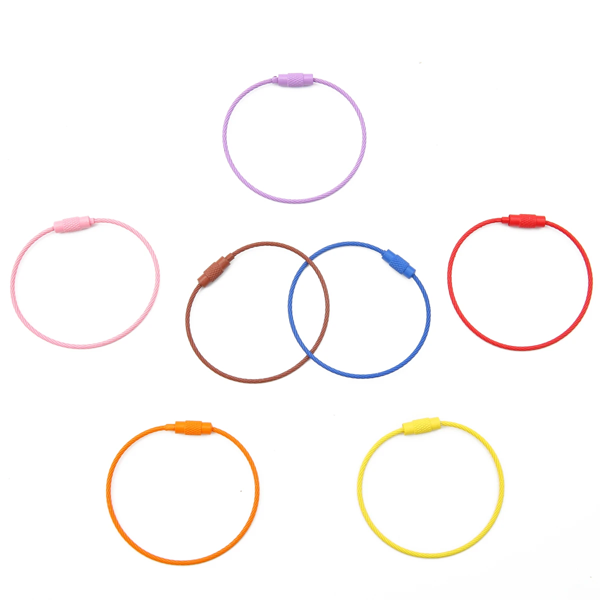 10pcs/lot 50mm Iron Key Ring Colorful Keychain Rings Screw Lock for Jewelry Making Keychain DIY Findings