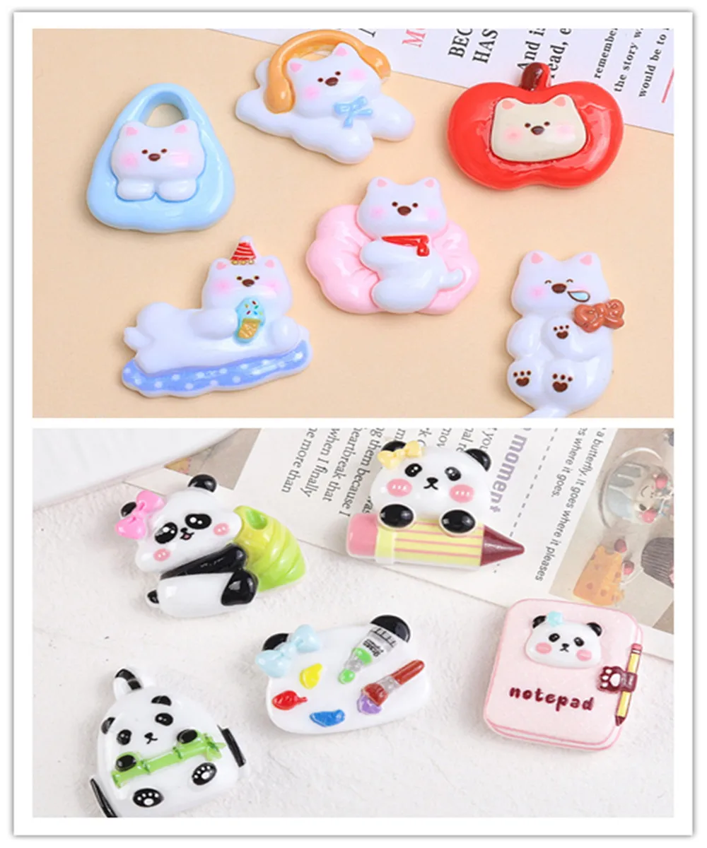

100 шт. Kawaii Flatback смола мультфильм животное панда собака украшения ремесла Скрапбукинг DIY фигурки и миниатюры аксессуары