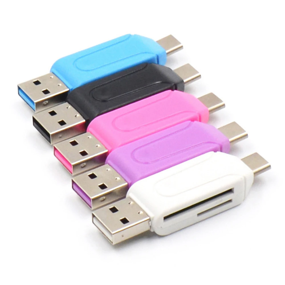 NEW USB & USB 2 In 1 OTG Card Reader High-speed USB2.0 Universal OTG TF/ For Android Computer Extension Headers