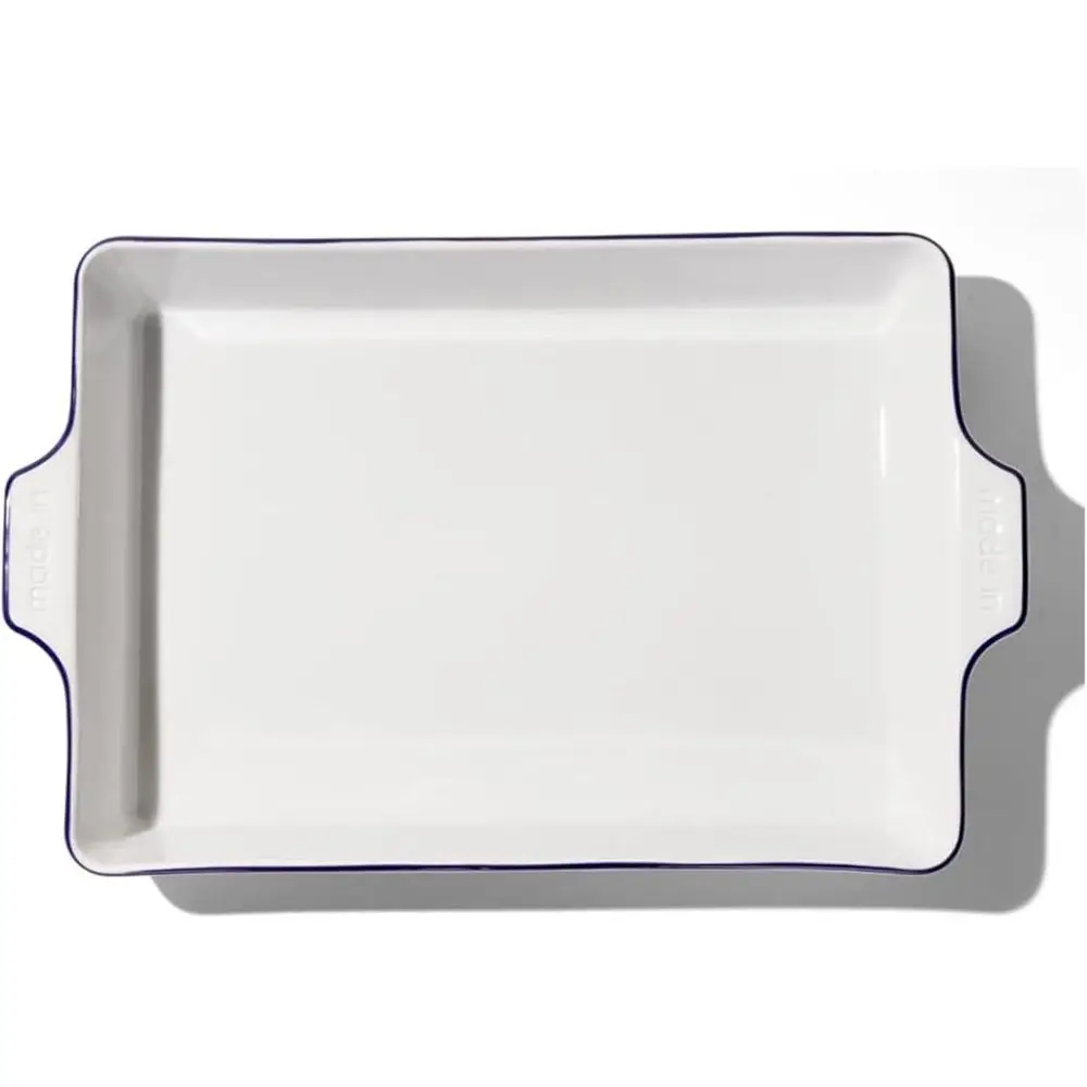 

Cookware - Regular Bg Dish - Navy Rim - Hand Crafted Porcelain - Proportional Bakeware