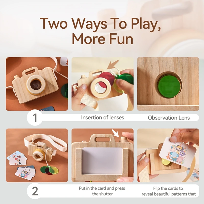 Wooden Baby Montessori Camera Block Puzzle Busy Board Toys Kids Hanging Camera Photography Decoration Educational Toys Baby Gift