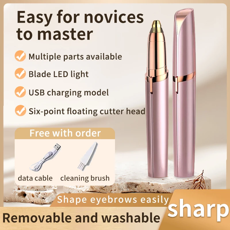 

Electric Trimmer Women's Eyebrow Pencil Automatic Hair Removal Beauty Rechargeable Model Convenient Fast to Carry