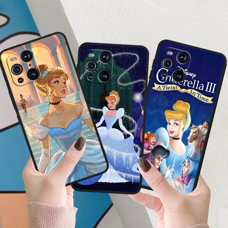 Disney Cinderella Cute For OPPO Find X6 X5 X3 X2 F21S F21 Pro Lite Neo Black Silicone Fundas Soft Phone Case