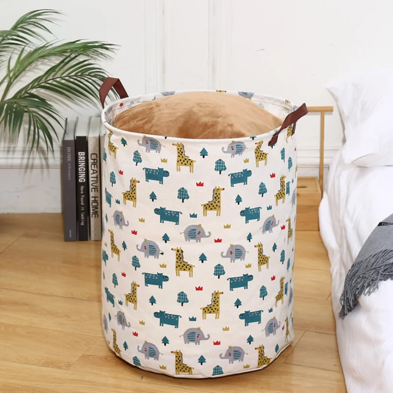 Large Size Dirty Laundry Basket Cartoon Pattern Folding Clothes Storage Bucket Kids Toy Organizer Bag with Waterproof Layer