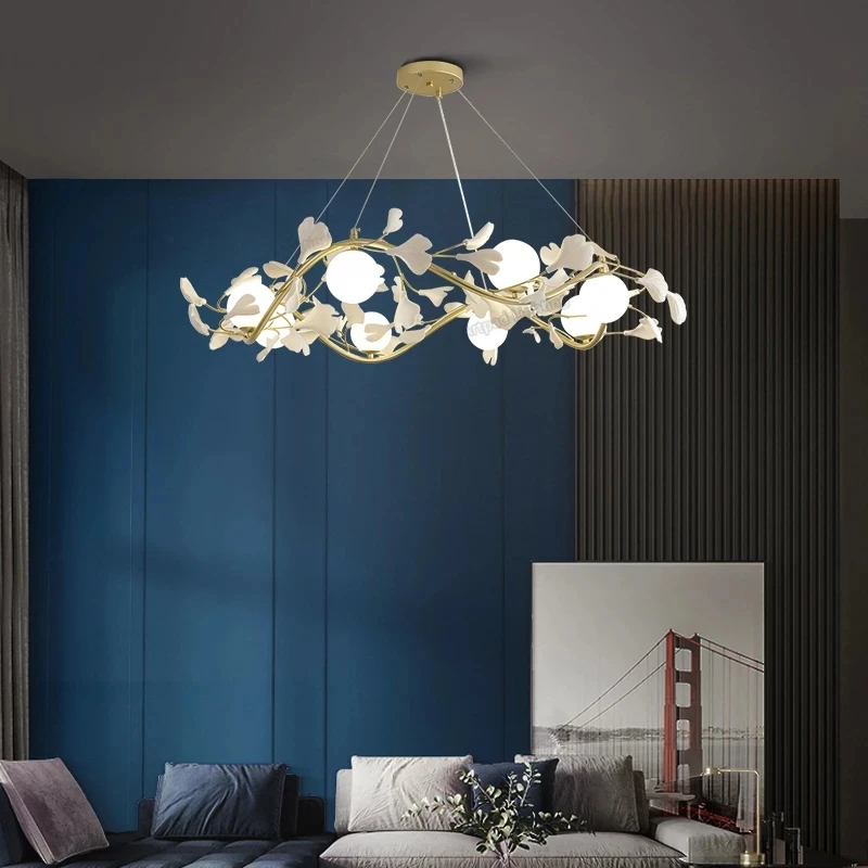 

Modern Petal LED Chandelier Creative Dining Living Room Kitchen island pendant lights Home Decor Luxury White Hanging Lamp G9