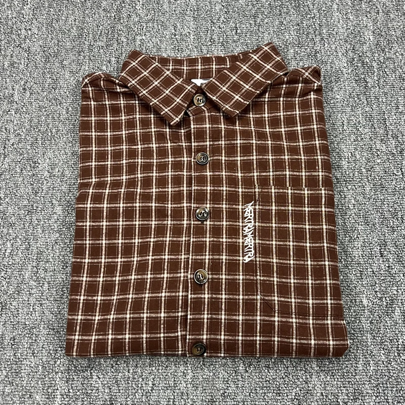 High Quality Translated Checkered Classic Brown MERTRA Shirts Men Women Casual Comfortable Street Style Short Sleeved Tee Stock