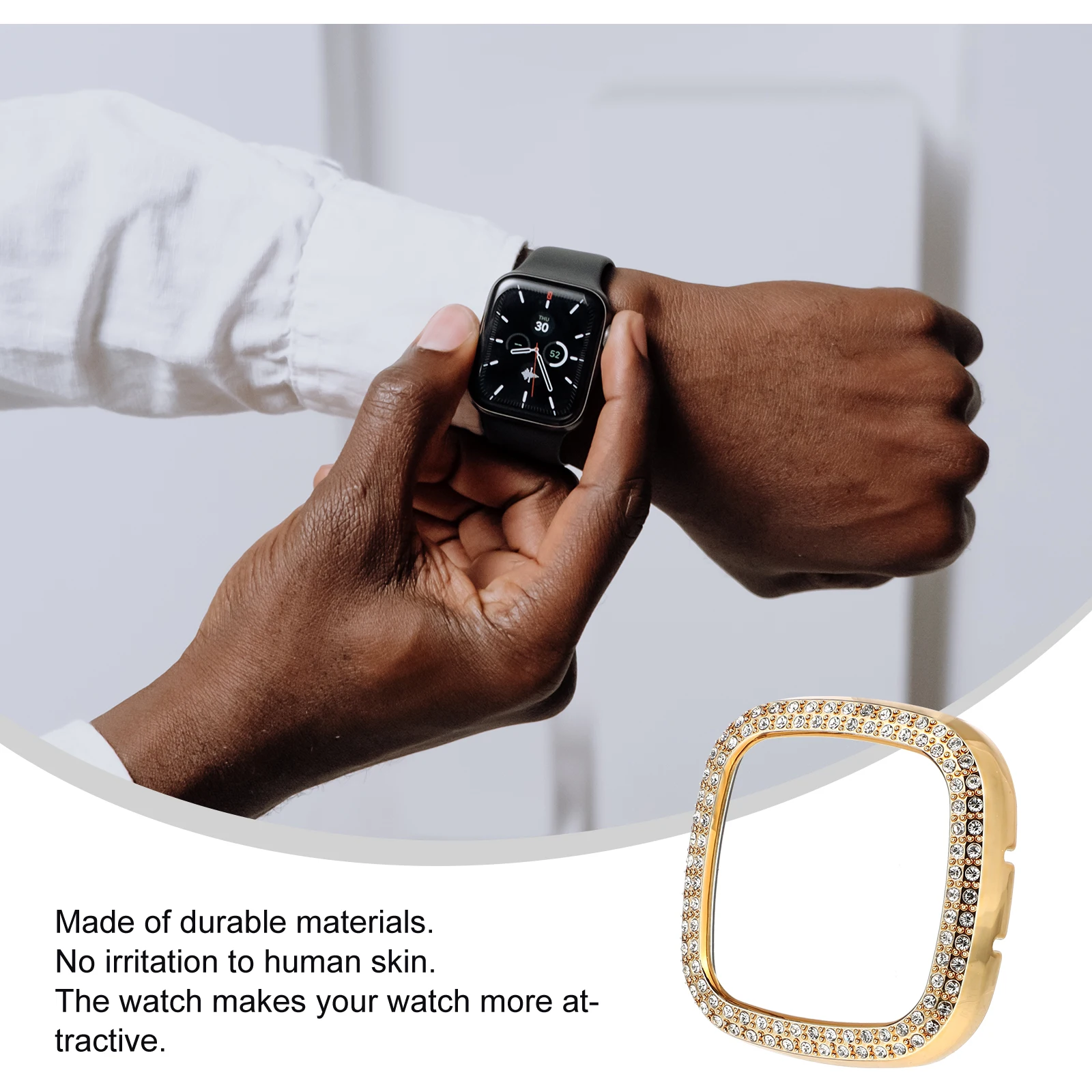 

Electroplating Protective Shell Watch Cases Full Cover Compatible for Fitbit Tempered Film Easy Install Remove