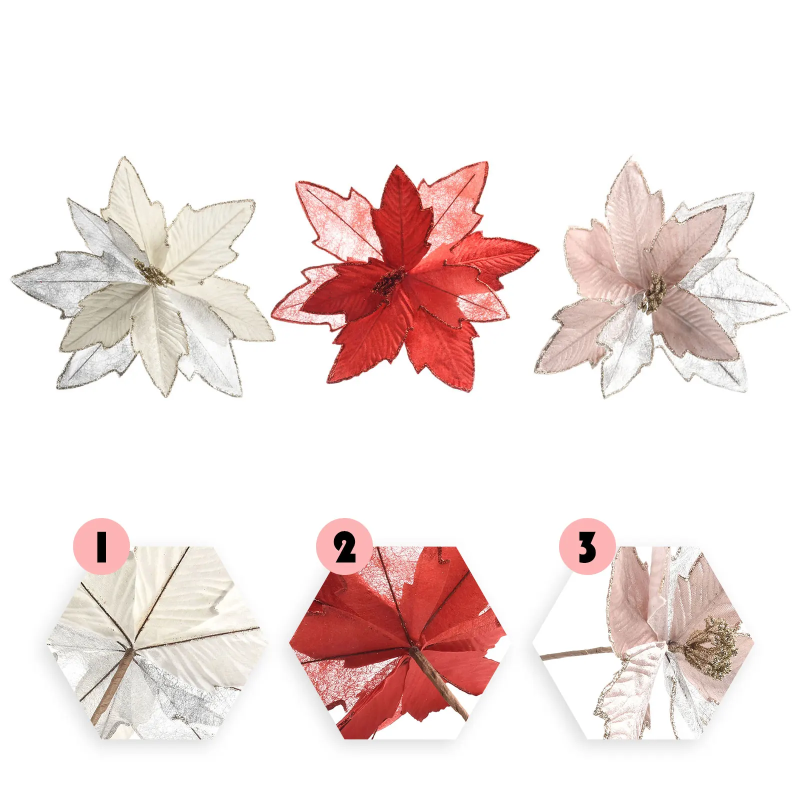 Create A Christmas Atmosphere Xmas Decor Christmas Flower New Year Poinsettia Floral Xmas Tree Ornaments Home Decoration