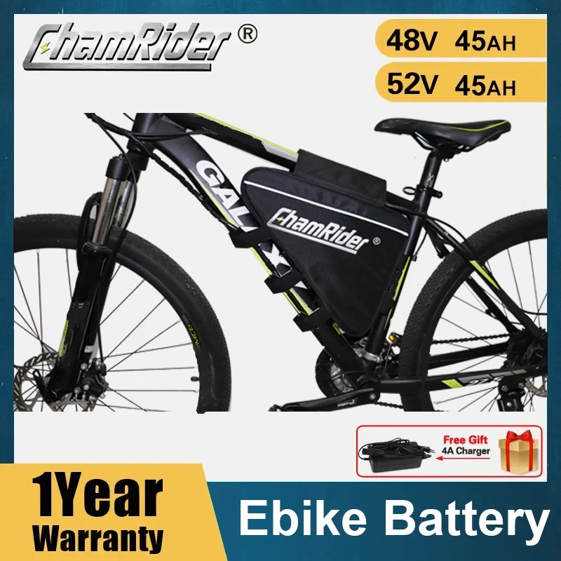 ChamRider 48V Battery 52V 45AH 35AH Ebike Pack 1000W  21700 Huge Capacity 2000W Super Powerful 18650 Cell Bafang 3000W