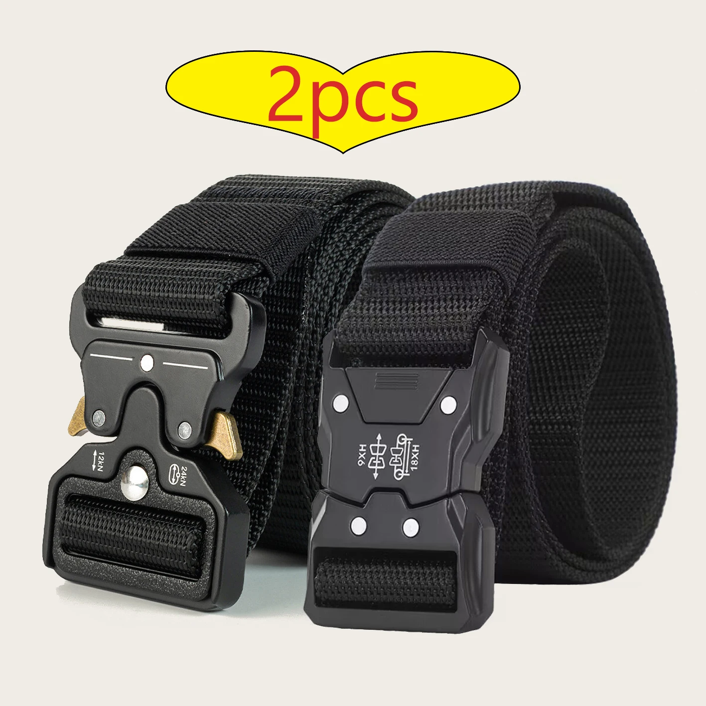Tactical Quick Release Buckle Belt 2-Piece Mixed Set Outdoor Workwear Multi-functional Quick Release Tactical Nylon Belt