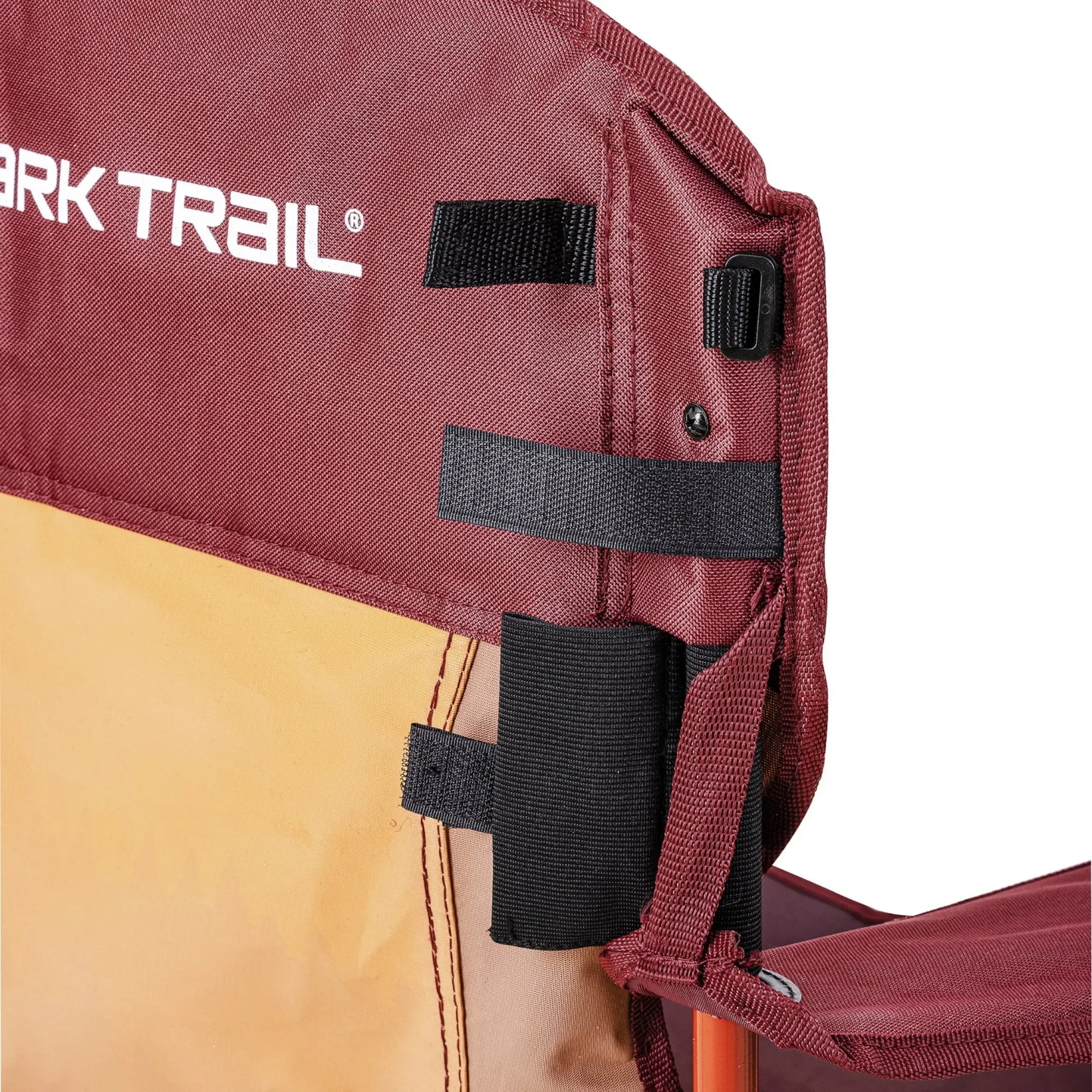 كرسي تخييم أحمر برتقالي مع جبال أومبير ومبرد، كبير الحجم للراحة، يدعم ما يصل إلى 300 رطل للاستخدام الخارجي