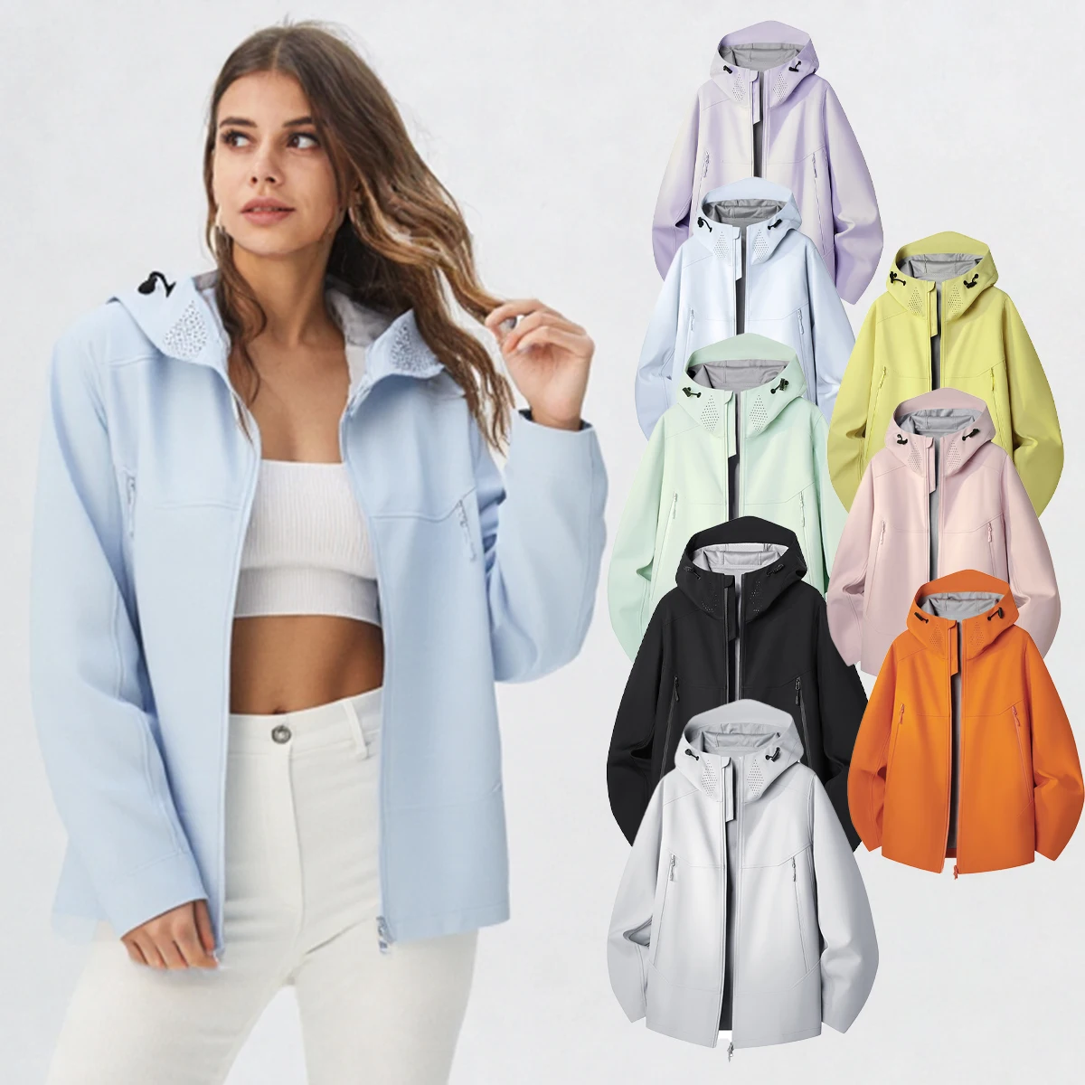 Women Lightweight Hooded Zip Up Jacket 2026 Spring Autumn Breathable Neck Ventilation Multi Color Casual Commute Outdoor