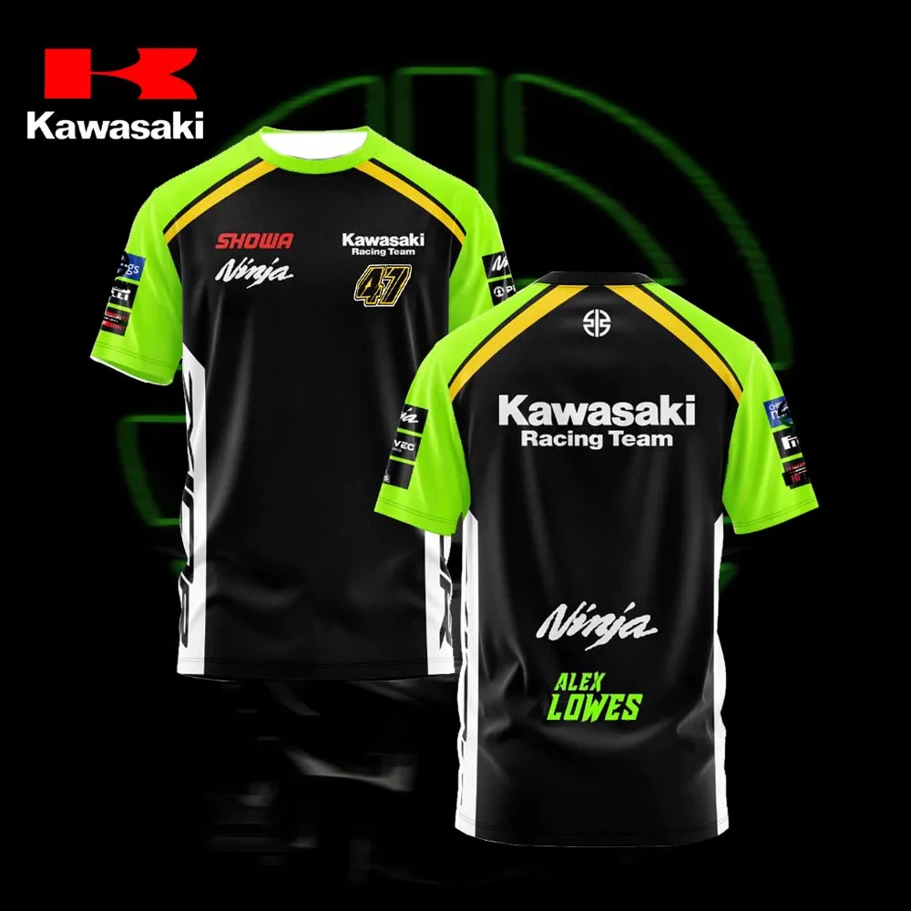 

2025 Summer Kawasaki Racing Suit Men's Quick-drying T-shirt Hot-selling Short-sleeved Motorcycle Casual Breathable Loose Fashion