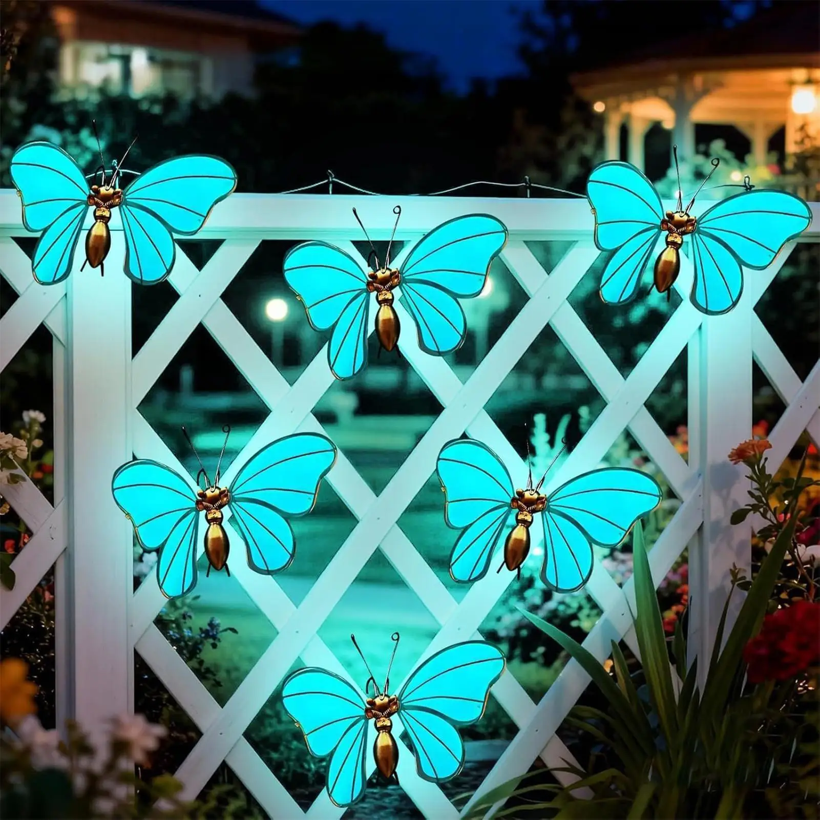 Simulation Static Butterfly Lights Solar-powered glow-in-the-dark metal butterfly Balcony Patio Porch Flower Pot DIY Decorations
