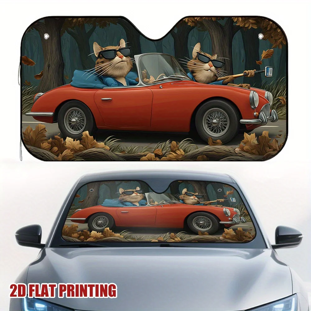 

1pc Cats Cruising In Style Car Sun Visor, Suitable For Quick Trips And Daily Stops, Easily Adjusts The Interior Environment.
