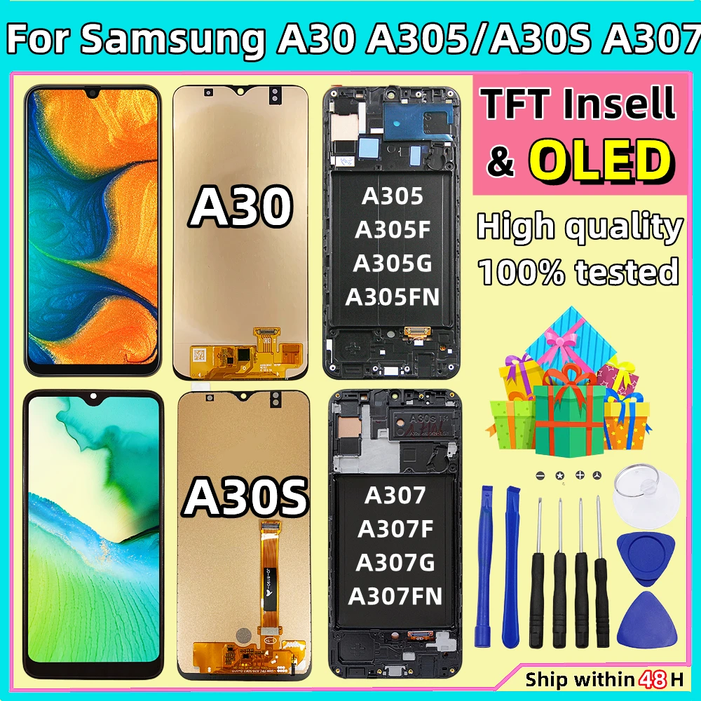 

OLED For Samsung Galaxy A30 A30s A307 A307F A307FN LCD Display Touch Screen Digitizer Assembly For Samsung A30 A305/DS A305F