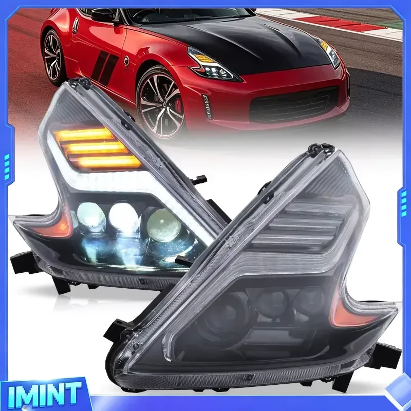 VLAND Headlight Headlamps Assembly LED DRL Day Running Light 2009-2021 09-21 for 370Z Fairlady Z Z34