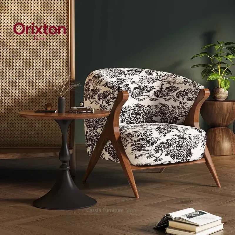 Tropical Style Single Sofa Designer Leisure Chair Living Room Balcony Single Chair Tiger Mountain Pattern Light Luxury Sofa
