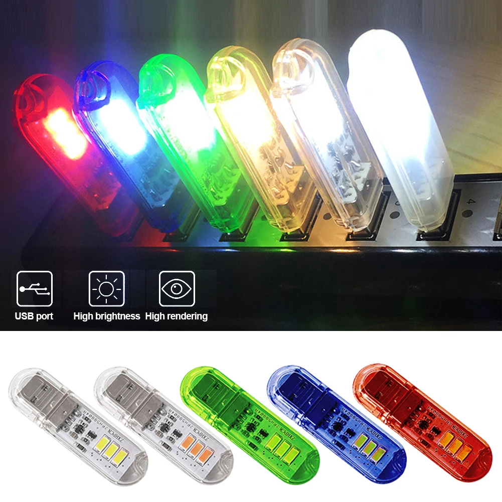 Portable LED Night Light Colorful Mini Book Light Touch Switch USB LED Lamp Desk Reading Eye-protection Lamp with 3/8/24 Beads