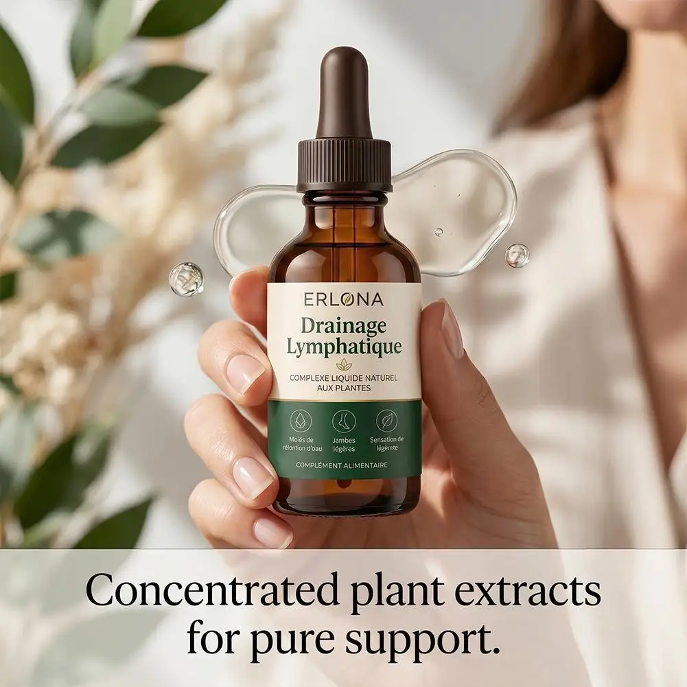 ERLONA Drainage Lymphatique Natural Plant Liquid Supplement Lymphatic Support Drops Relieve Edema Water Retention Discomfort